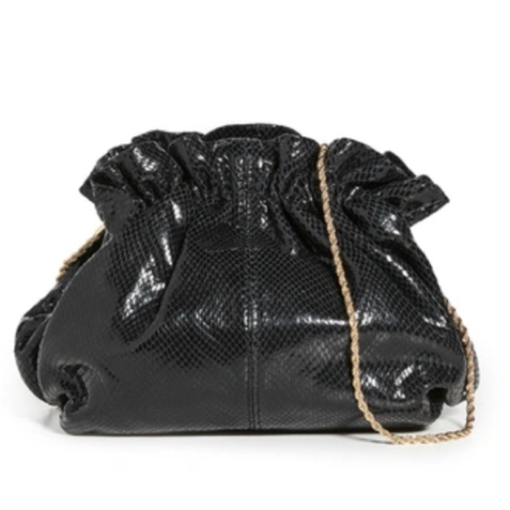 Loeffler Randall Willa Mini Clutch, black, snakeskin effect, EUC